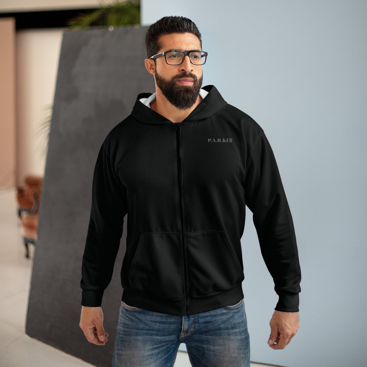 "QUESTION EVERYTHING" - Unisex Zip Hoodie (AOP)